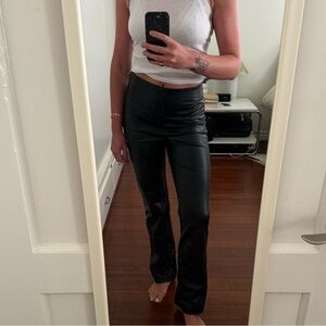 Wilfred Black Leather Straight Leg Pants